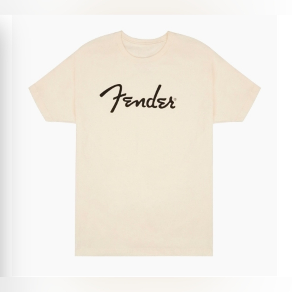 SOLD🎸 Fender Tee/ Olympic White w/ Black "Spagetti" Logo/ Medium